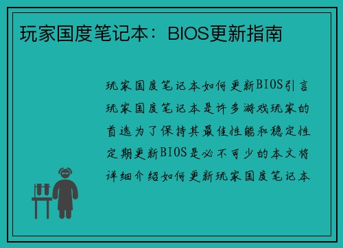 玩家国度笔记本：BIOS更新指南